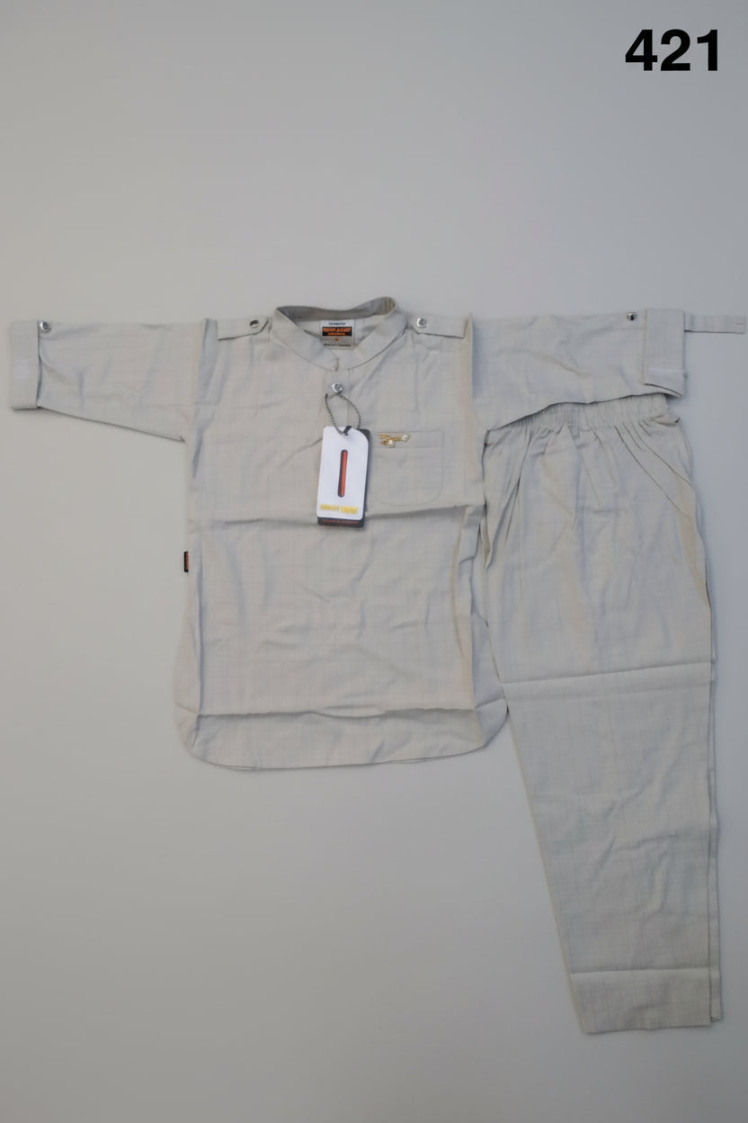 Boys Classic Grid Pattern Panjabi Set 418 –