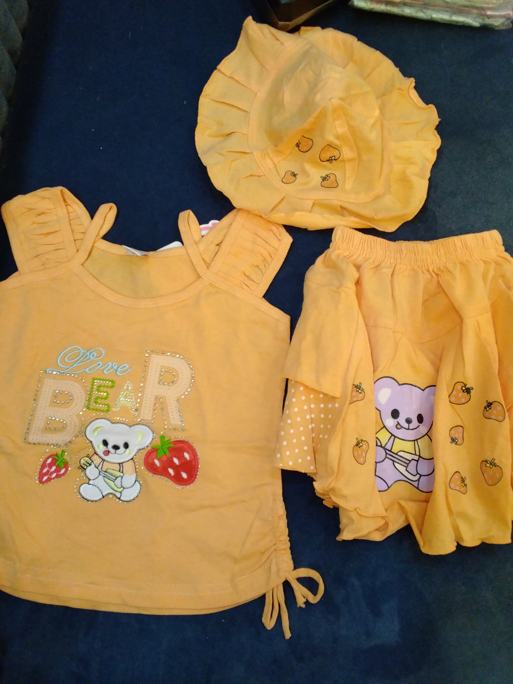 Girls Cute Bear Top, Skirt & Hat 3-Piece Set 142