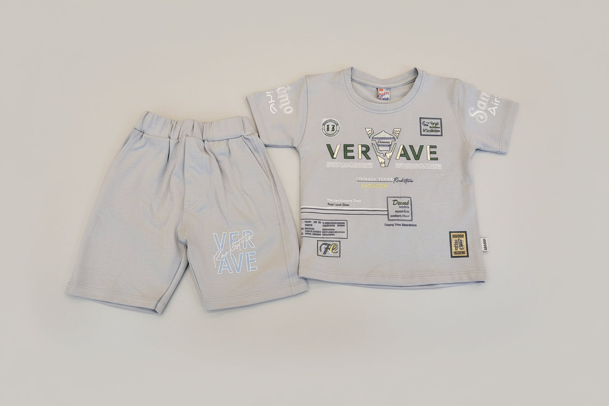 Premium Baby Boys “VERAVE” Printed T-Shirt & Shorts Set 390