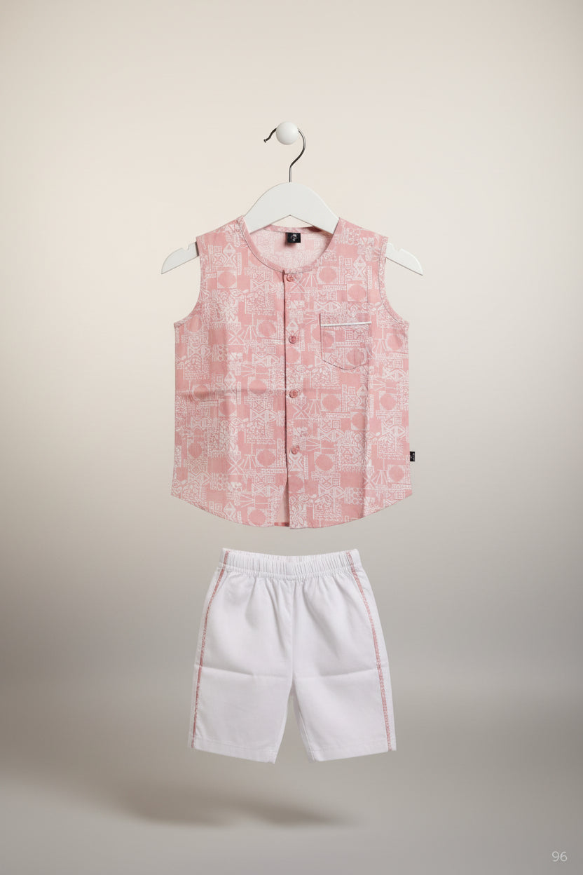 ALPANA Kids 2-Piece Summer Set - Sleeveless Printed Shirt & Shorts 96