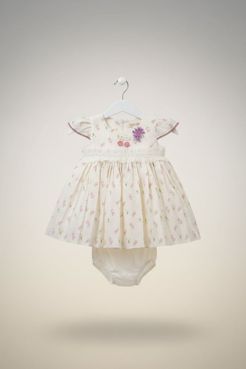 Baby Girls Floral Party Dress Set with Matching Bloomer 75