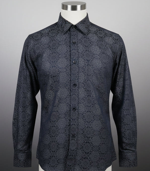 Premium Geometric Printed Long  Polo Shirt 463