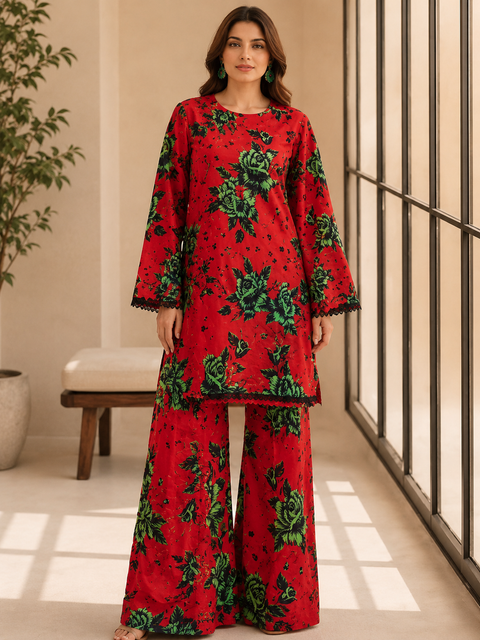 Luxury Digital Printed Lawn Three Piece Set -C297