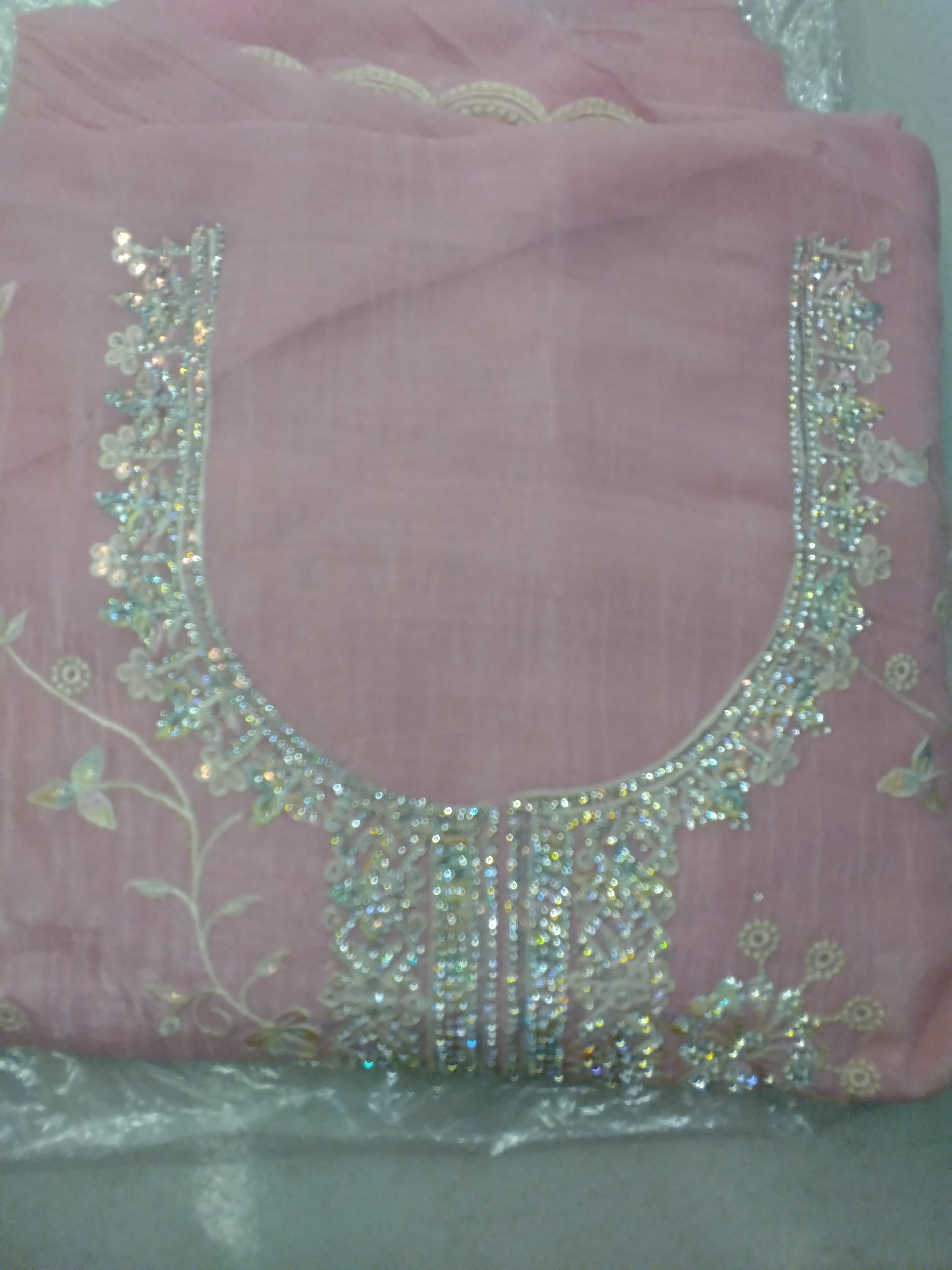 Premium Neck Embroidered Party Dress 014