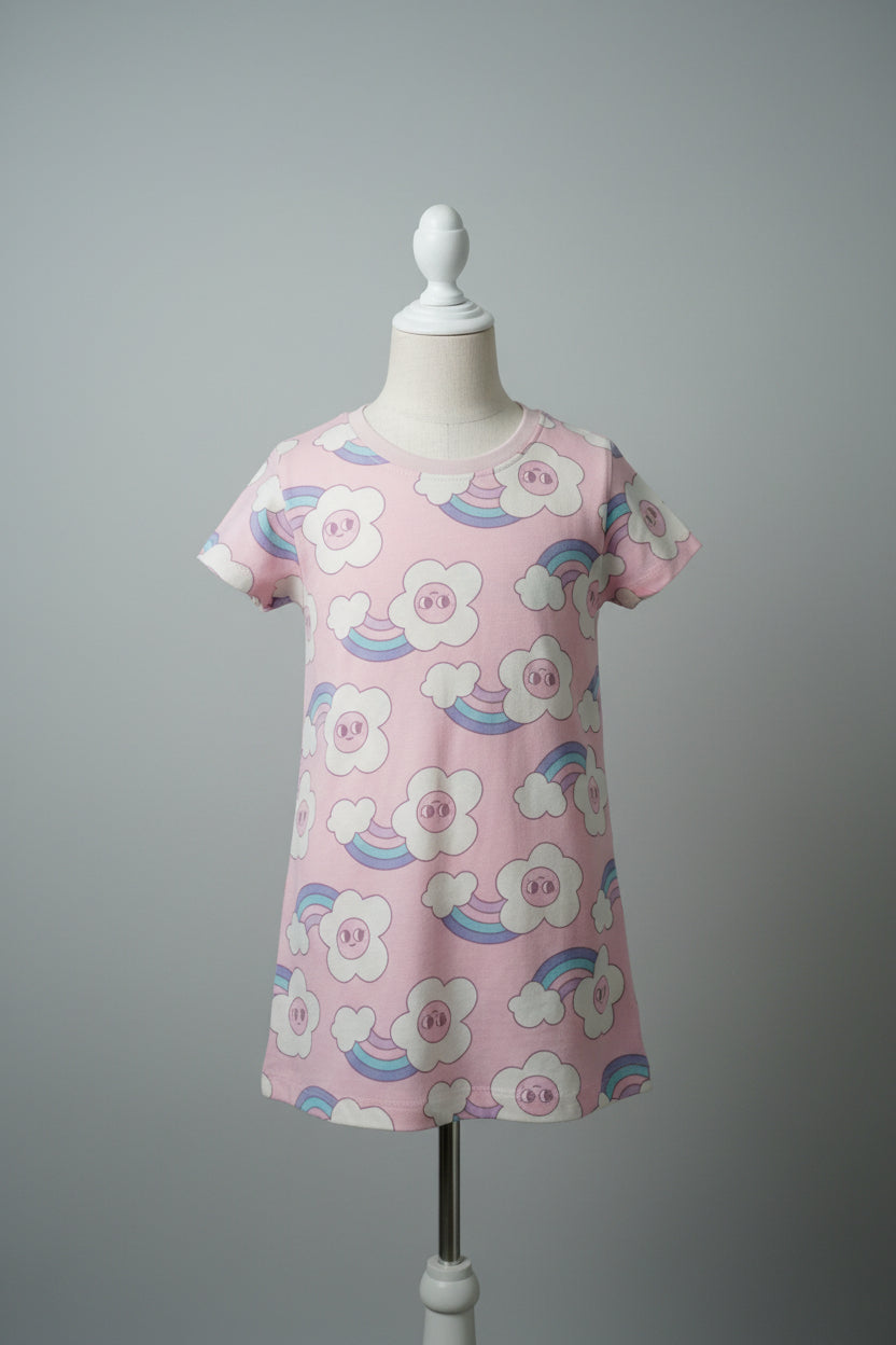 Girls Bird & Floral Printed Dress  3316