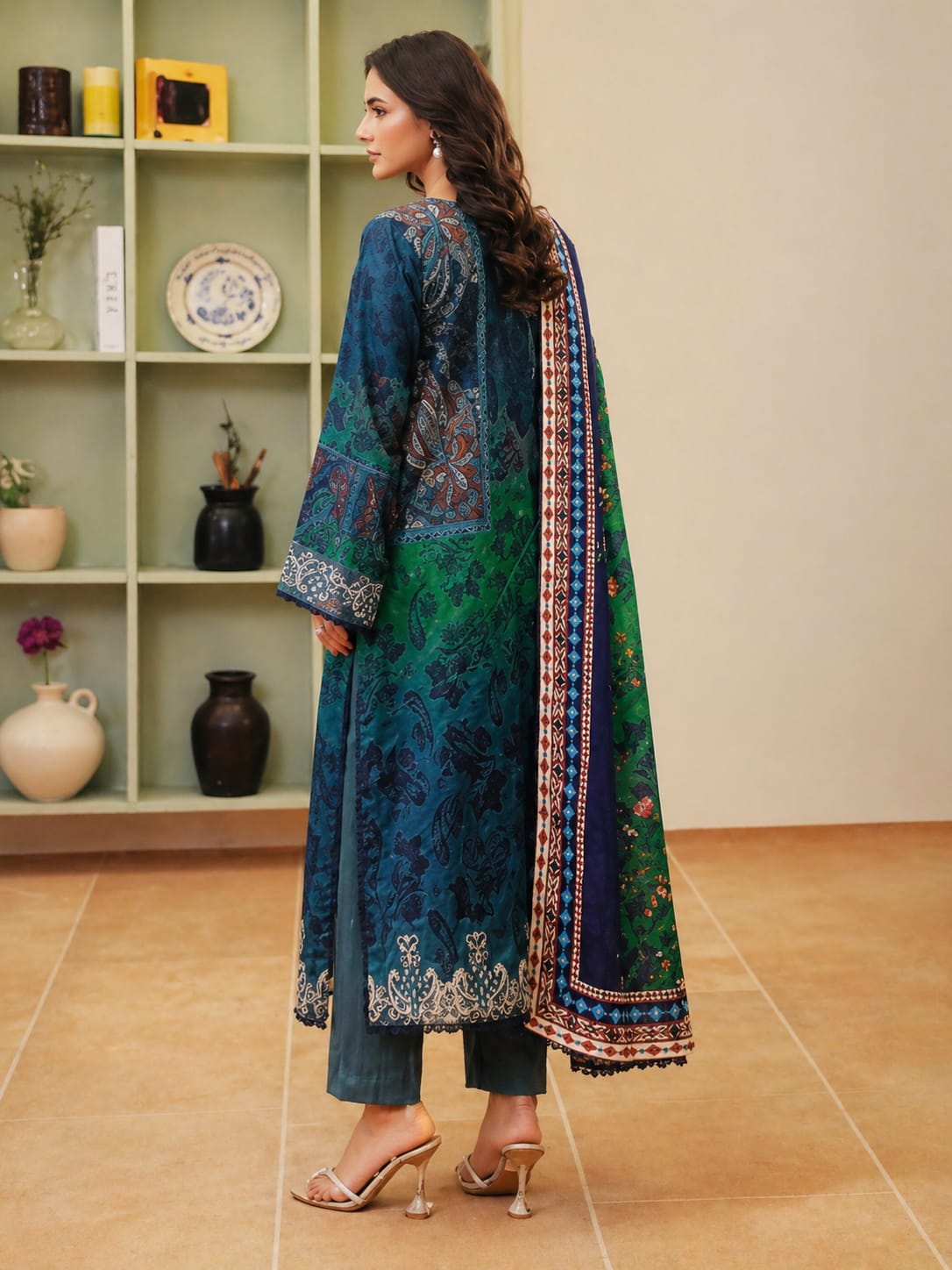 Luxury Digital Printed Lawn Three Piece Set -C259