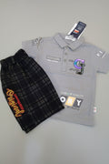 Boys Polo T-Shirt & Check Shorts Set – Premium Summer Outfit 364