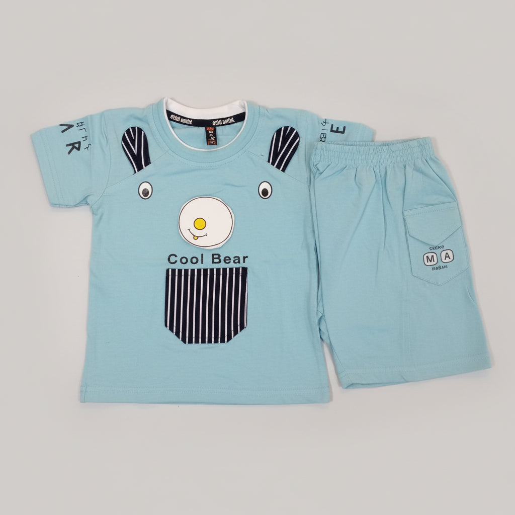 Kids Cool Bear Printed T-Shirt & Shorts Set 333