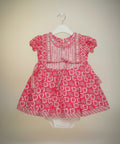 Baby Girls Printed Cotton Dress with Matching Bloomers – Embellished Casual & Party Wear Outfit.193.