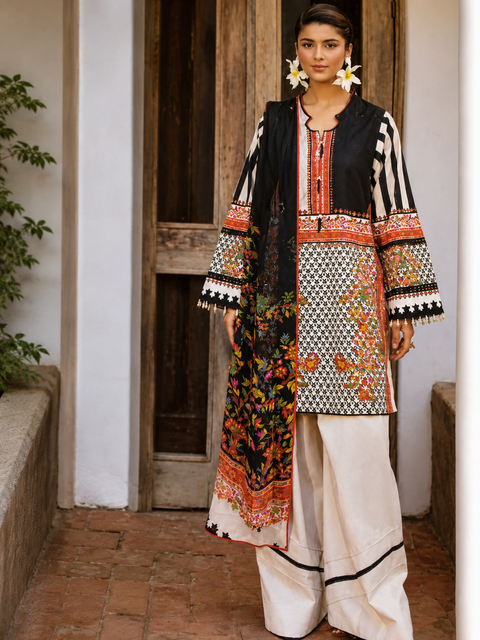 Luxury Digital Printed Lawn Three Piece Set -C517