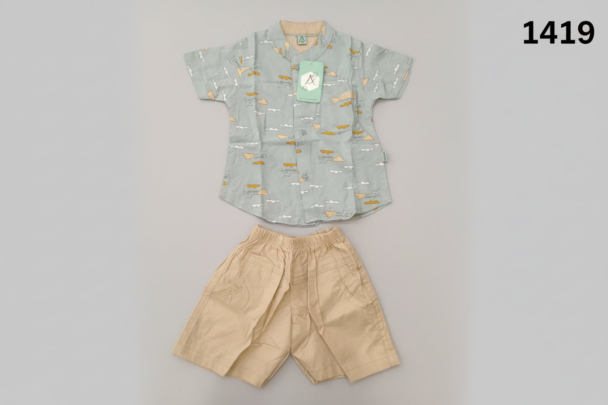 Boys Premium Printed Summer Shirt & Shorts Set 1419
