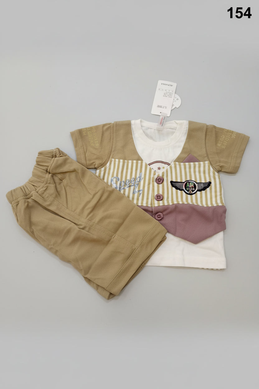 Baby Boy Stylish Vest T-Shirt & Shorts Set 154