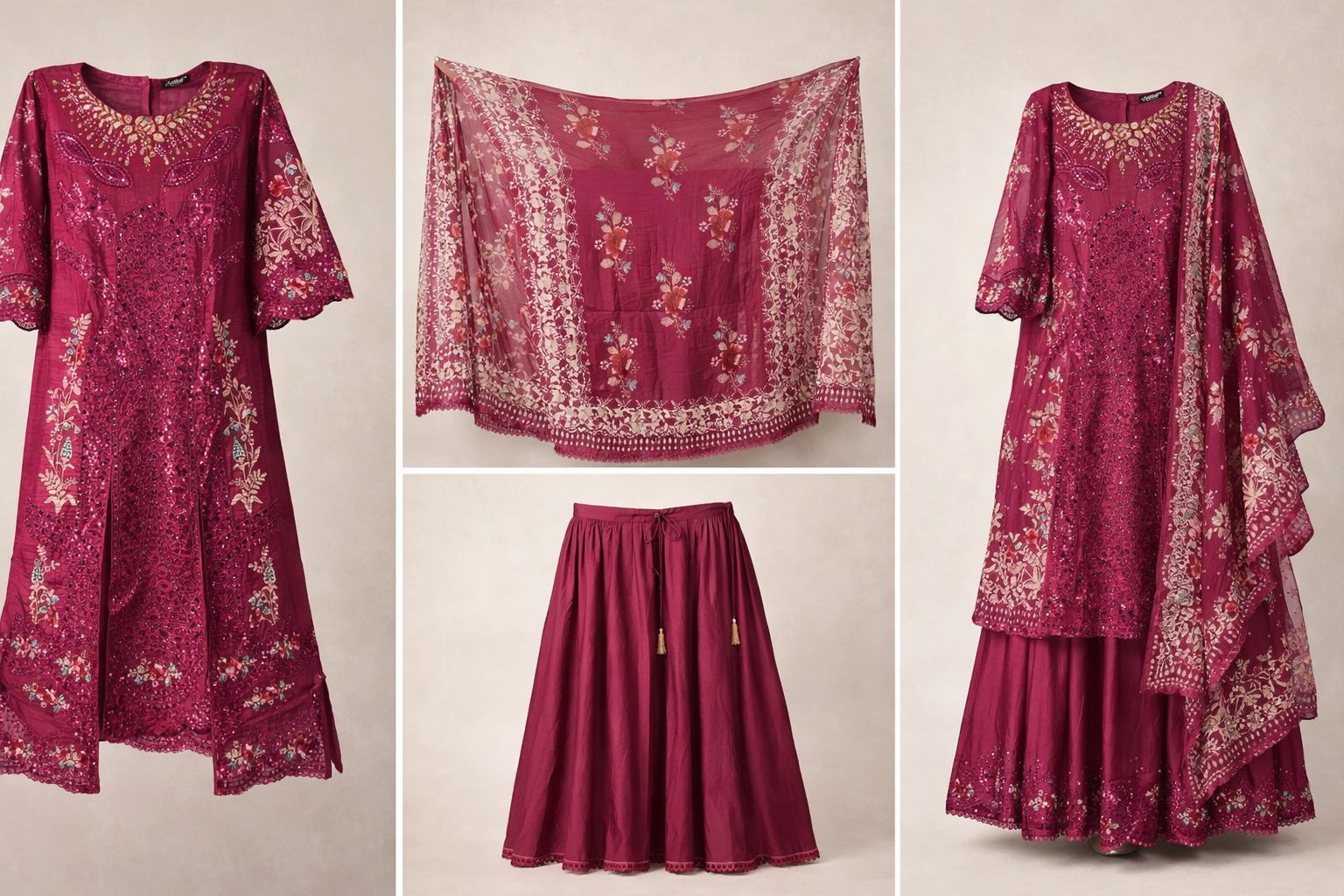 Luxury Georgette+Cotton Sequin Embroidered Kurti 1166