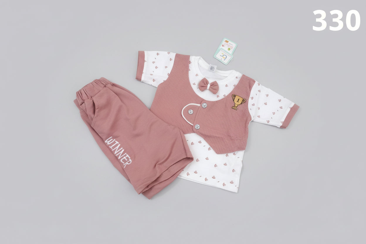 Baby Boys Premium Waistcoat T-Shirt & Shorts Set – Winner Edition 330