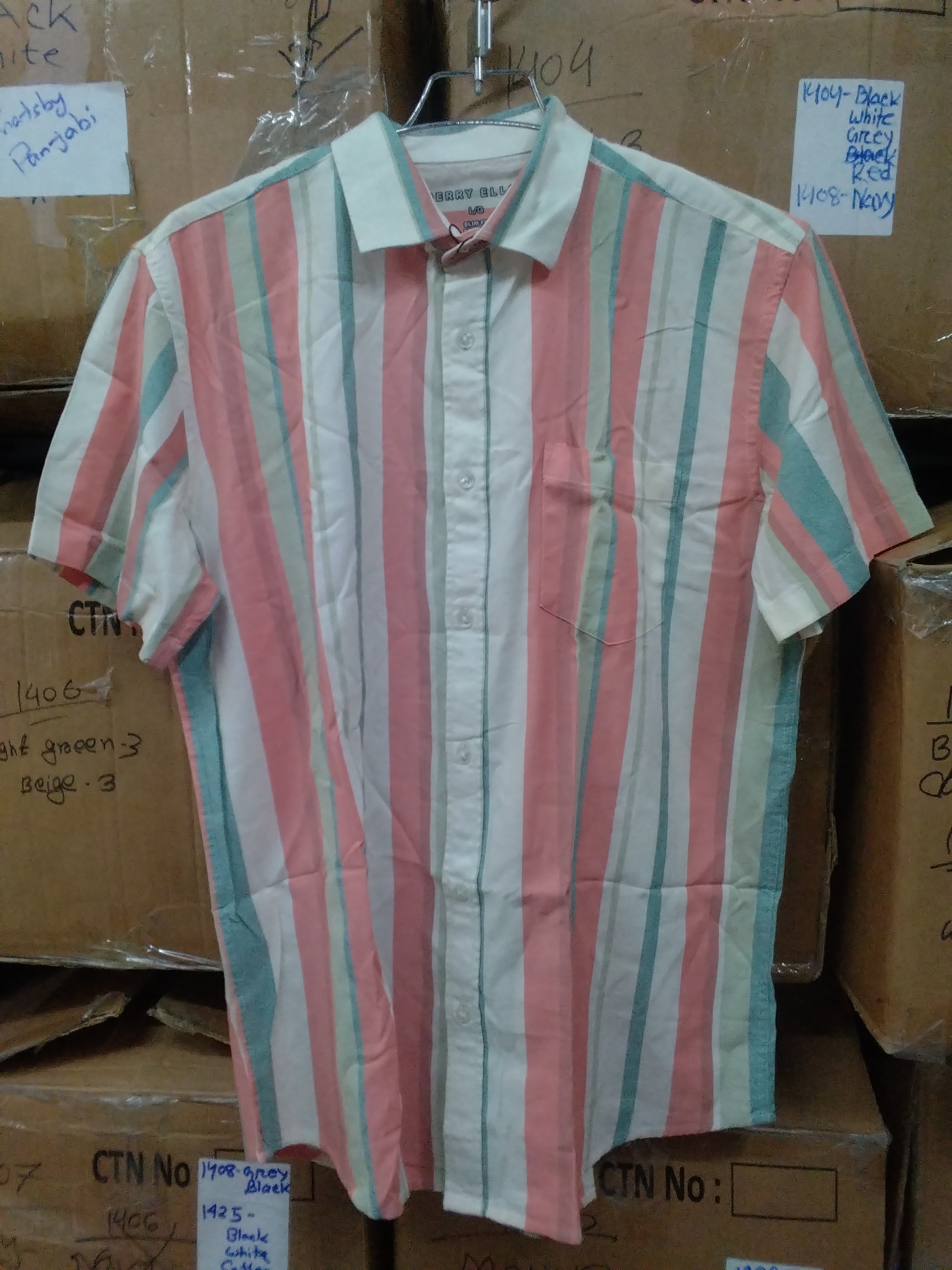 GATSBY Men's S/S Shirt_ Perry Ellis Cheak PR 4042