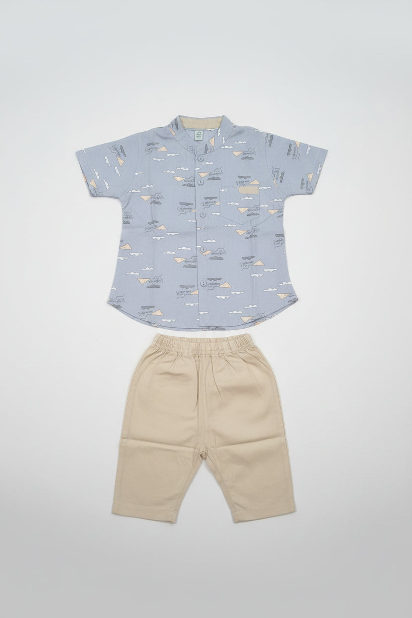 Baby Boys Printed Shirt  Pant Set 180
