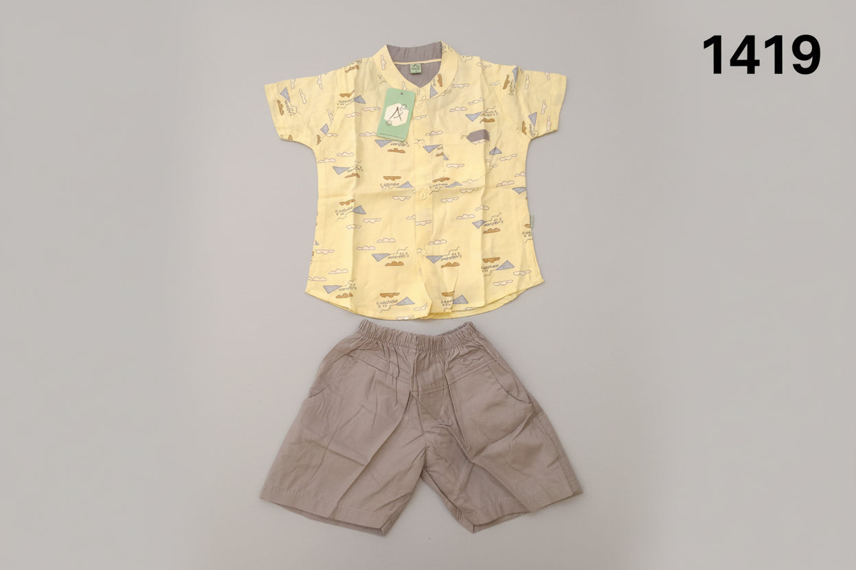 Boys Premium Printed Summer Shirt & Shorts Set 1419