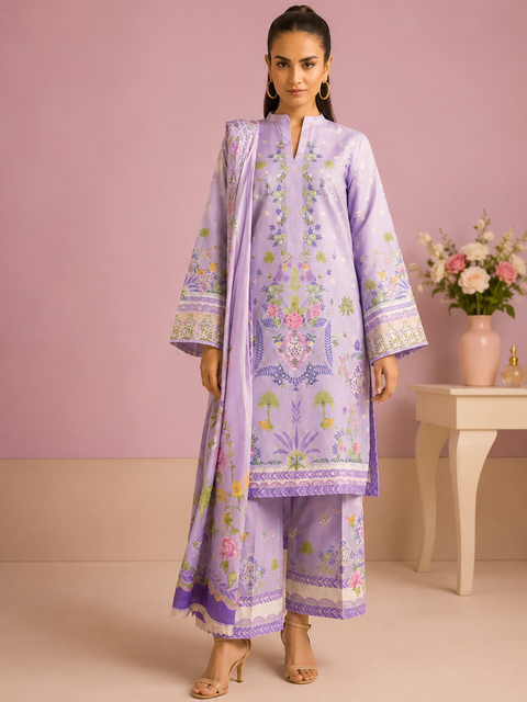 Luxury Digital Printed Lawn Three Piece Set -C519