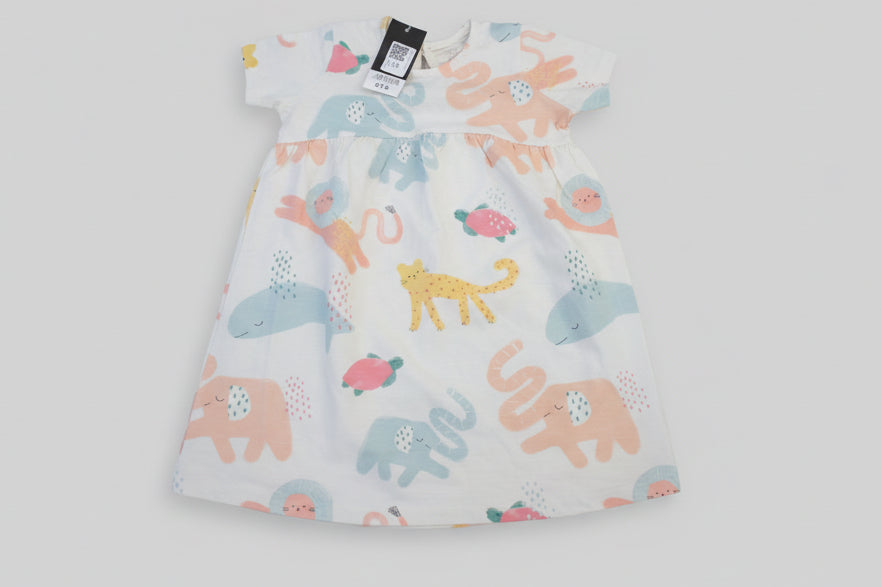 Girls Bird & Floral Printed Dress 3322