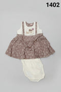 Baby Girls “Beren” Embroidered Floral Cotton Dress Set with Bloomers 1401