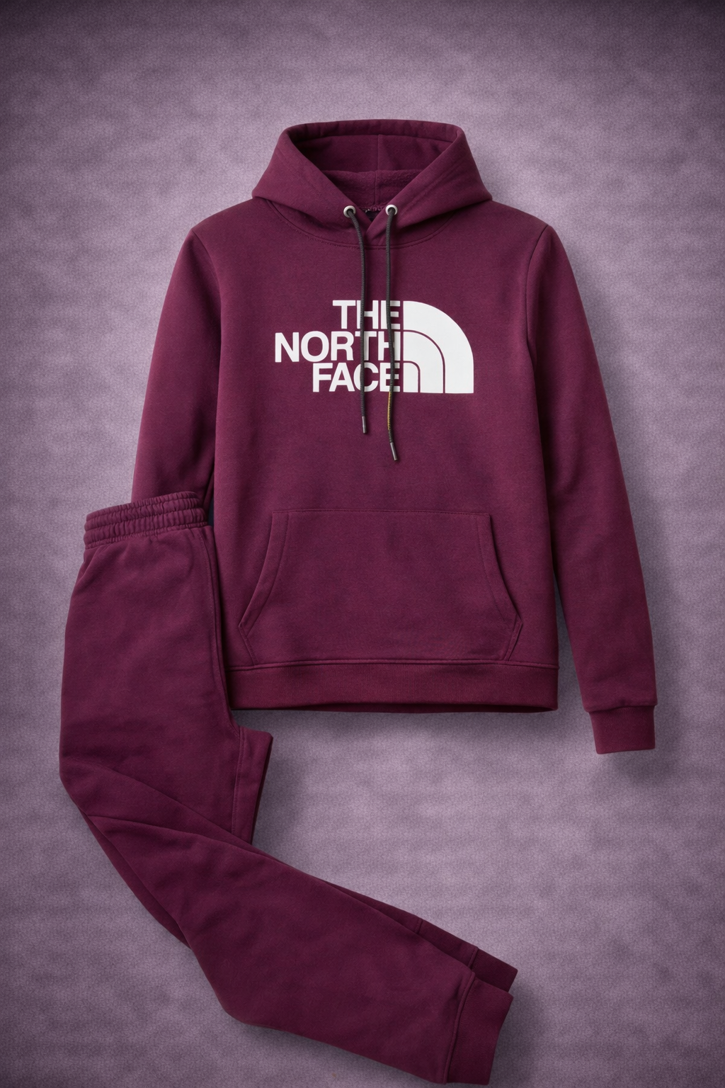 Premium Logo Hoodie & Joggers Set for Men TNF-1037 Maroon