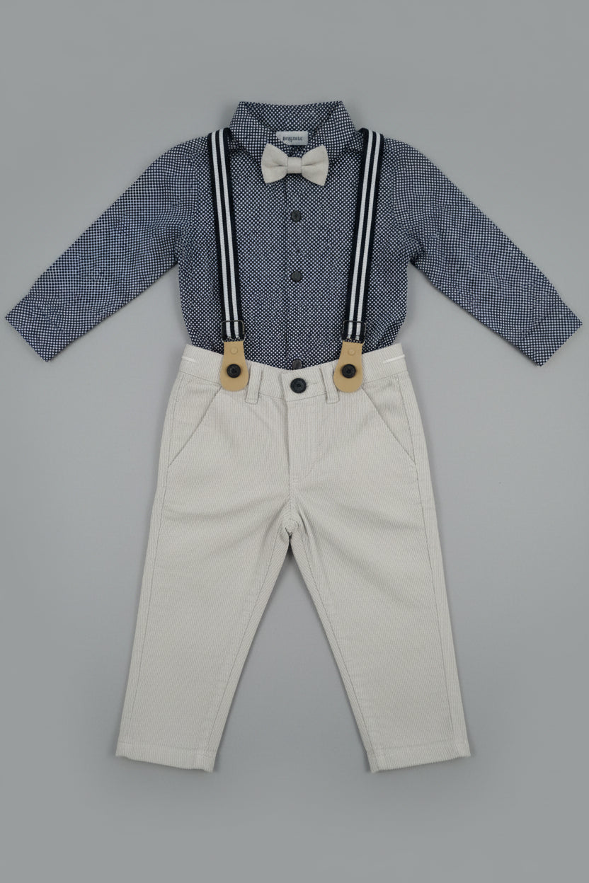 GATSBY Baby Formal Suspender Set – Printed Shirt with Bow Tie MIXED-3 953