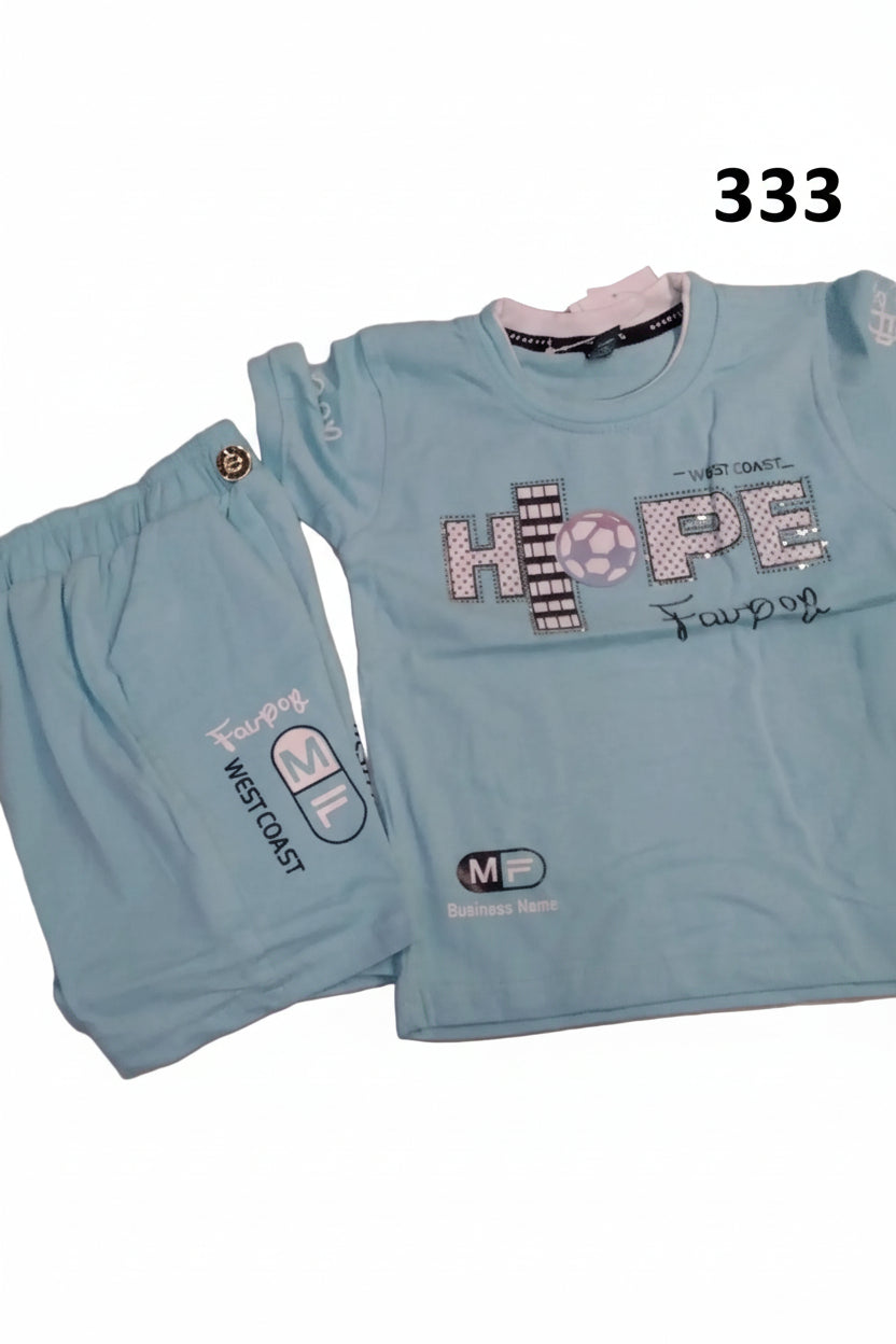 Kids “HOPE West Coast” Printed T-Shirt & Shorts Set 333