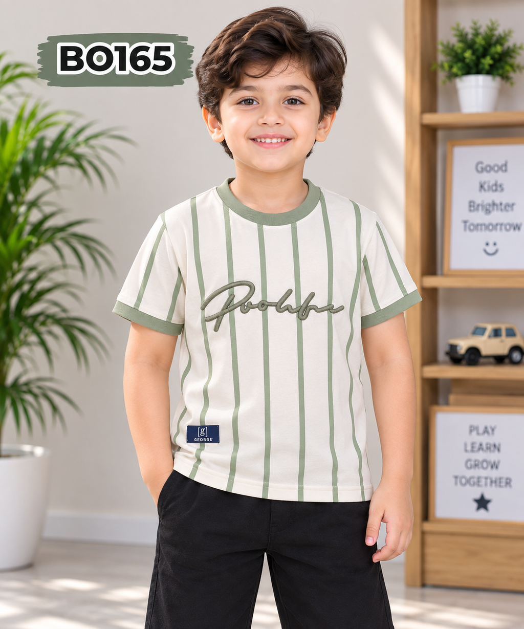 Kids Premium Stripe T-Shirt & Shorts Set- BO165