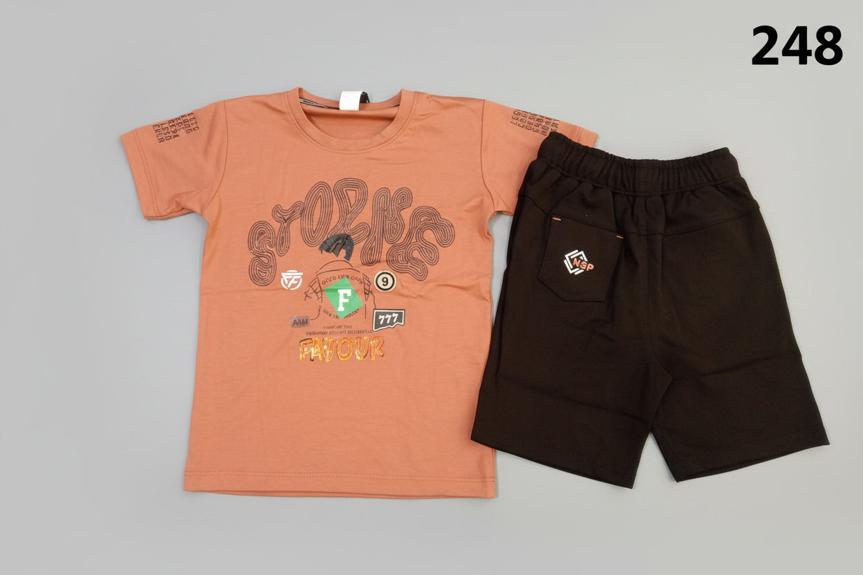 Boys Graphic T-Shirt with Black Jogger Pant Set 248