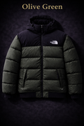 Mens Premium Hooded Puffer Jacket Olive Green