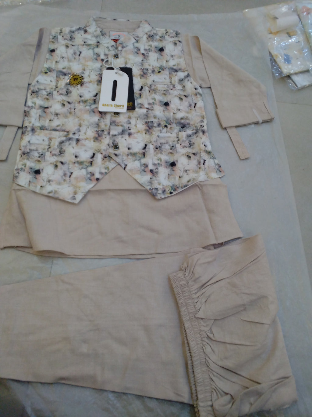 Boys Premium Floral Waistcoat Kurta Pajama Set 413