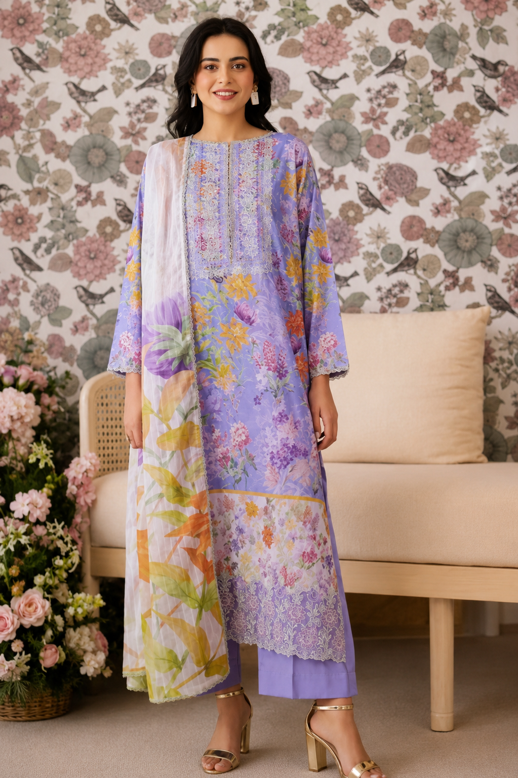 Premium Floral Unready Three Piece-C373