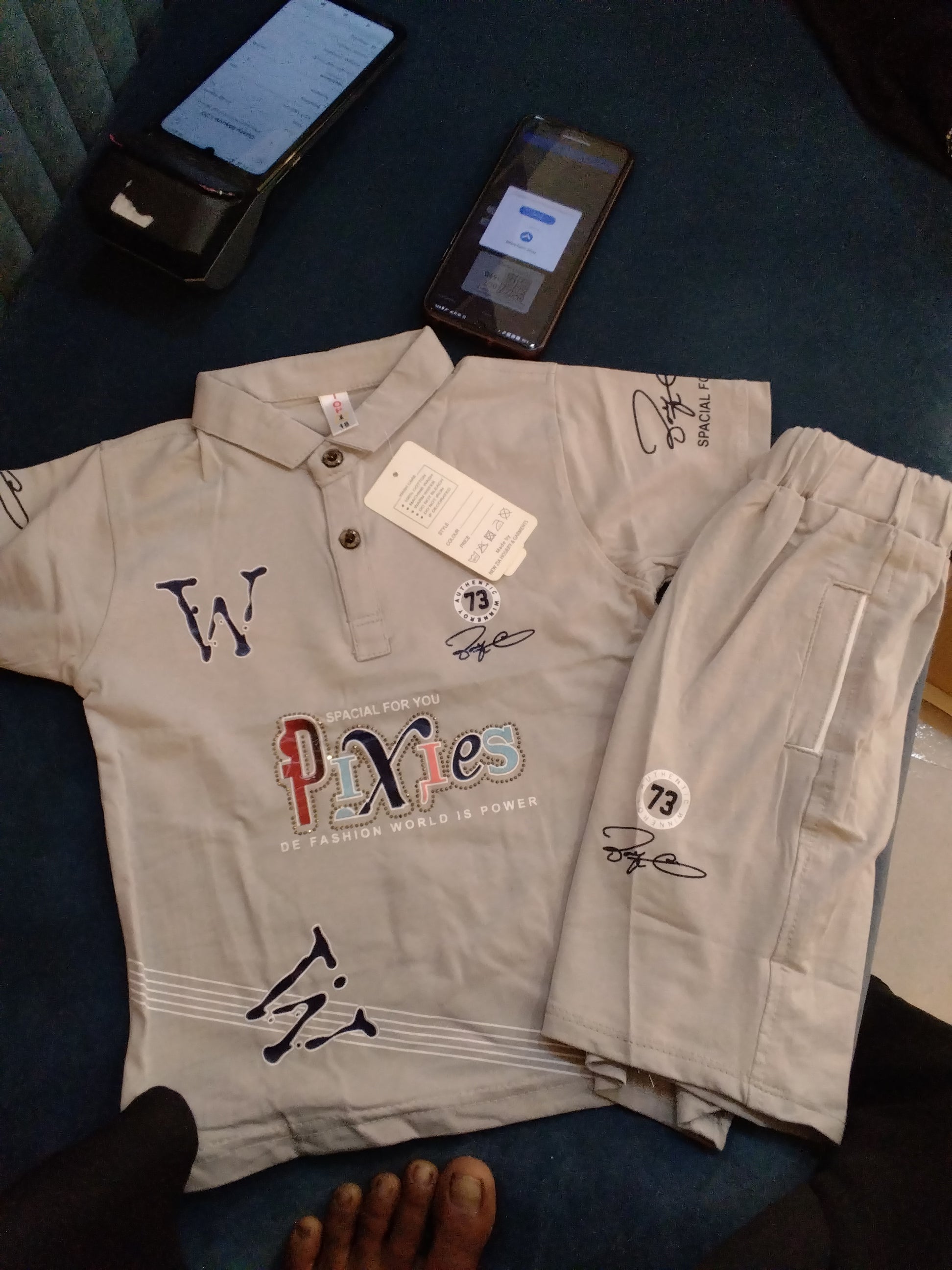 Kids Printed Polo T-Shirt & Shorts Co-Ord Set 334