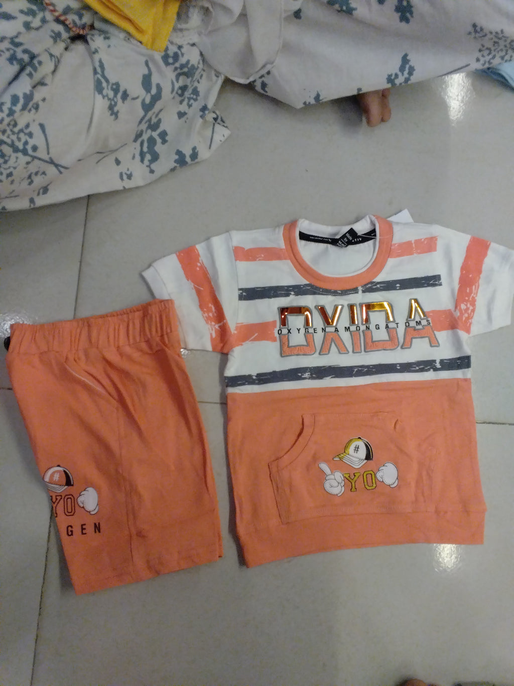 Kids “OXYDA YO” Printed T-Shirt & Shorts Set 348