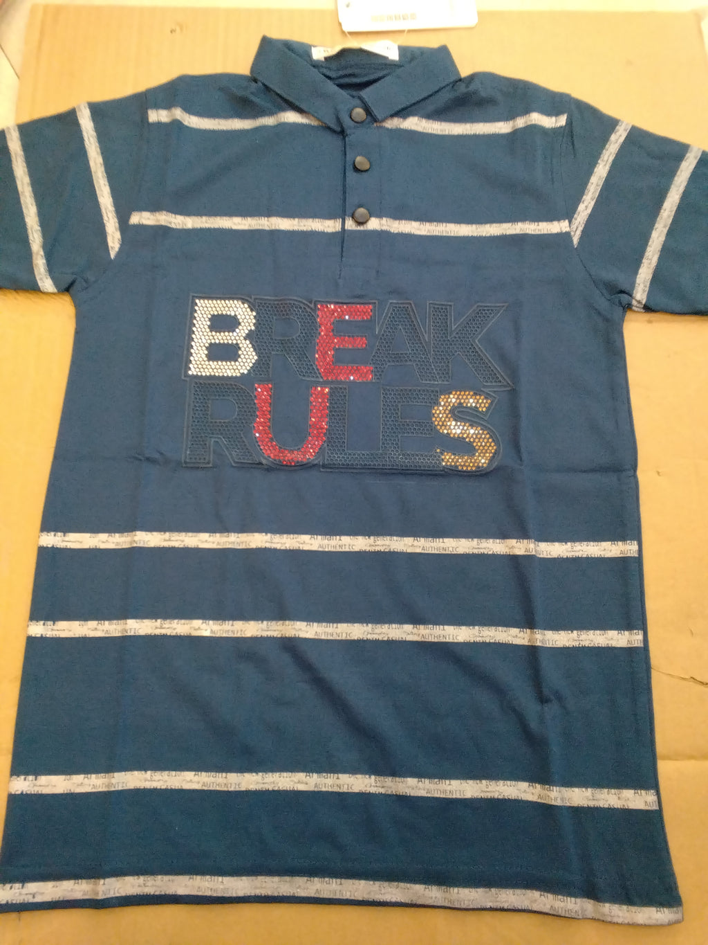 Boys “Break Rules” Premium Stripe Polo T-Shirt..299..