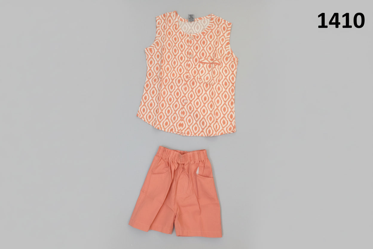 Boys Ethnic Printed Waistcoat & Shorts Set –  1410