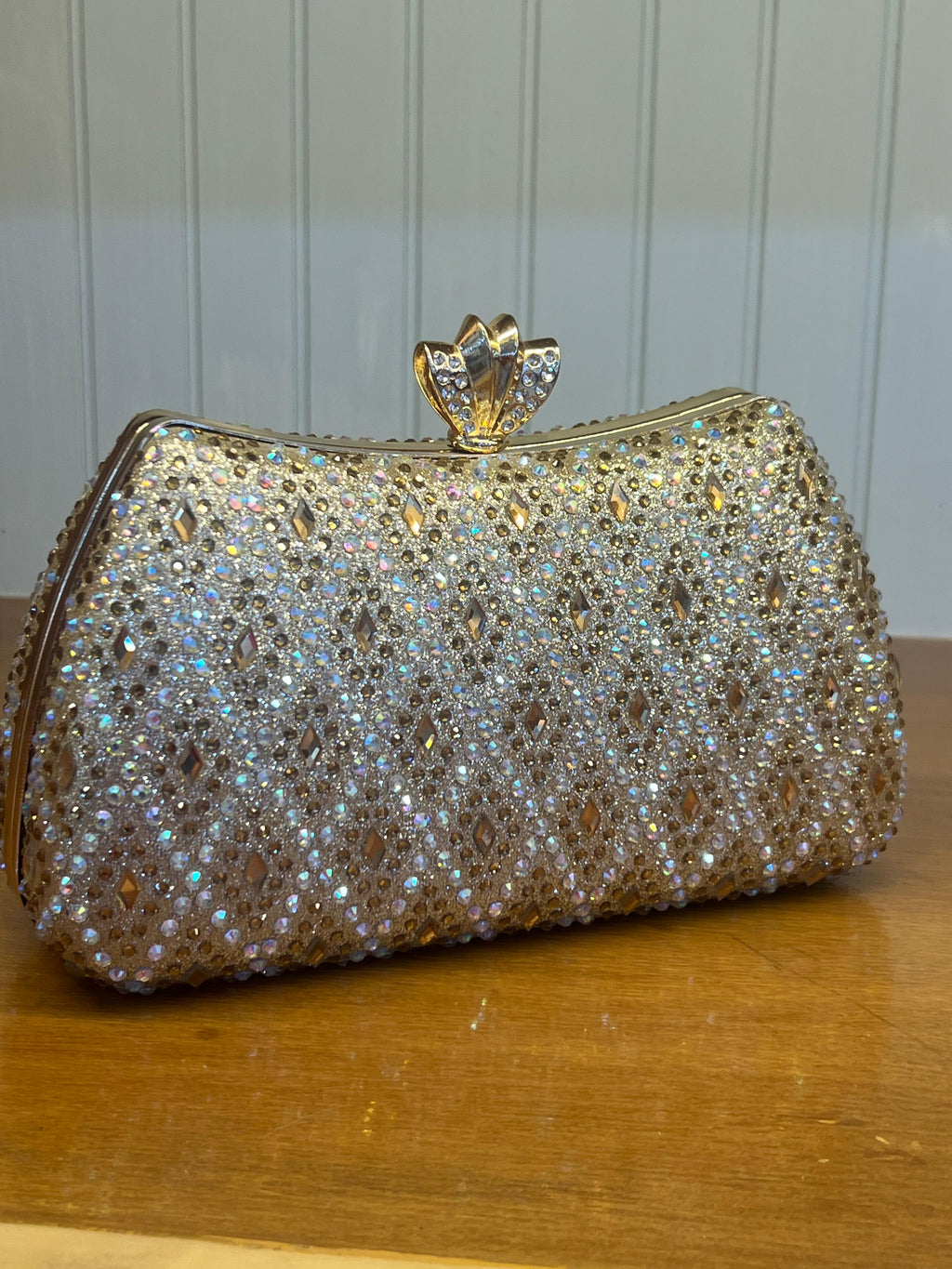 Luxury Crystal Stone Evening Clutch Bag with Chain Strap
