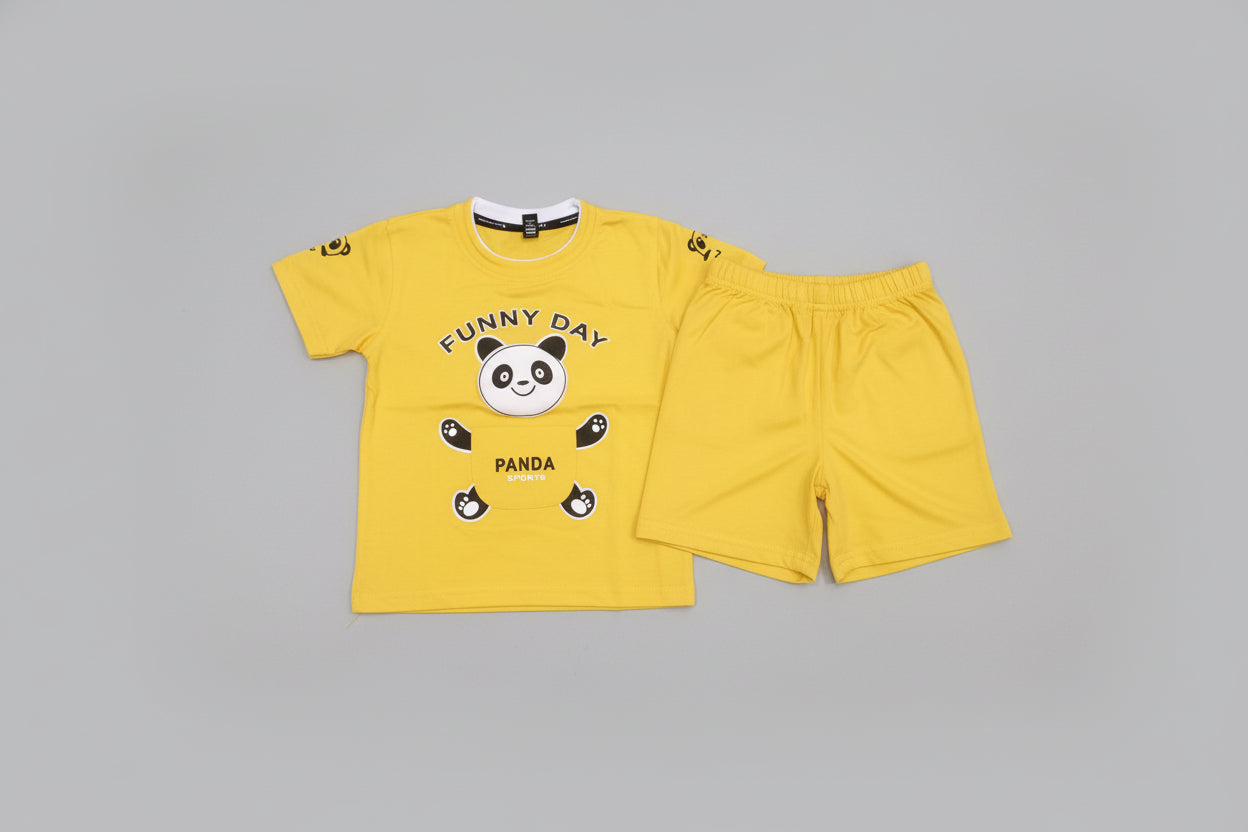 Kids Panda Print T-Shirt & Shorts Set – Funny Day 333