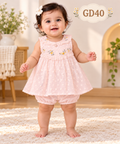 Baby Girls Floral Eyelet Frock & Bloomer Set-GD40