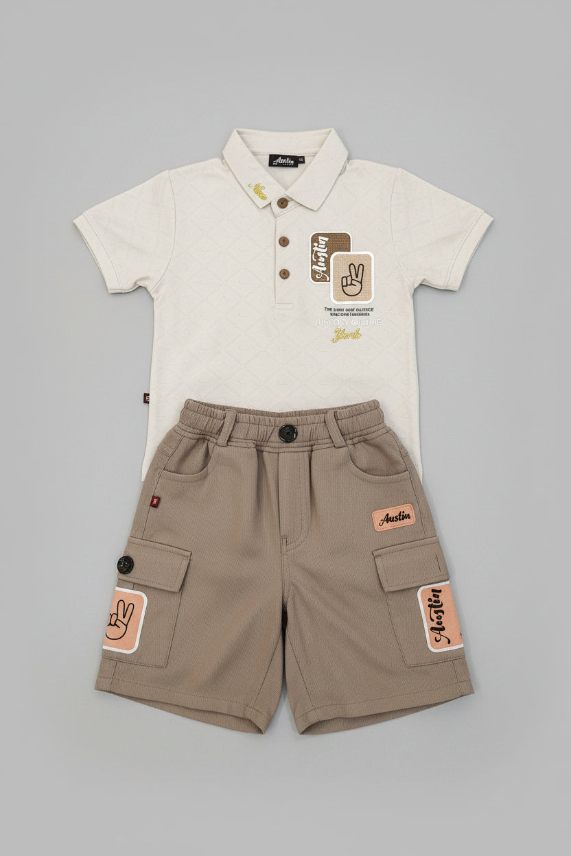 Boys Premium Polo T-Shirt & Shorts Set – Casual Summer Outfit 261