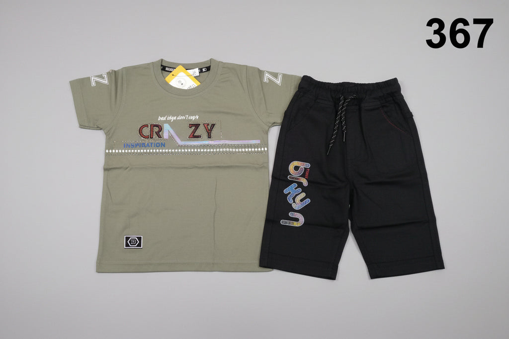 Boys Graphic T-Shirt & Shorts Set – Crazy Inspiration Print 373