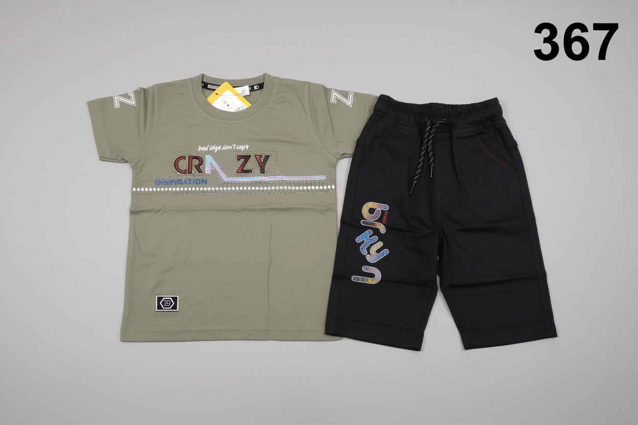 Boys Graphic T-Shirt & Shorts Set – Crazy Inspiration Print 367