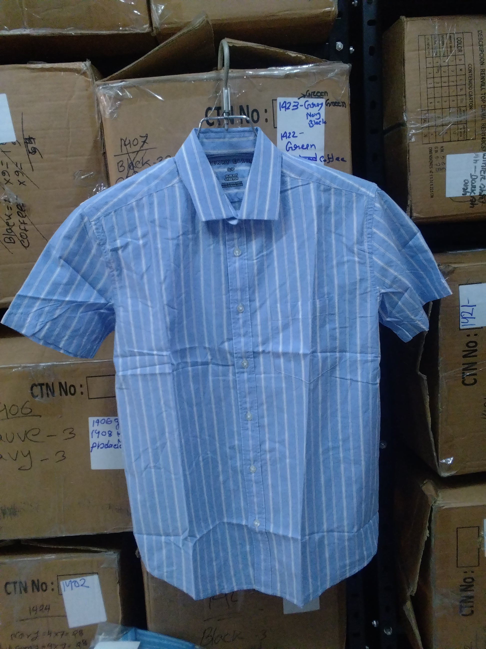 GATSBY Men's S/S Shirt_ Perry Ellis Cheak PR 4041