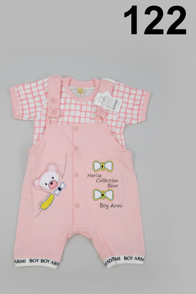 Baby Boy Cartoon Bear Dungaree Romper Set – 122