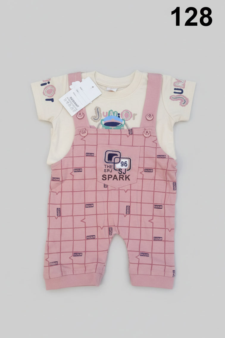 Baby Boys “Spark 96” Dungaree Romper Set (T-Shirt + Overall) 128