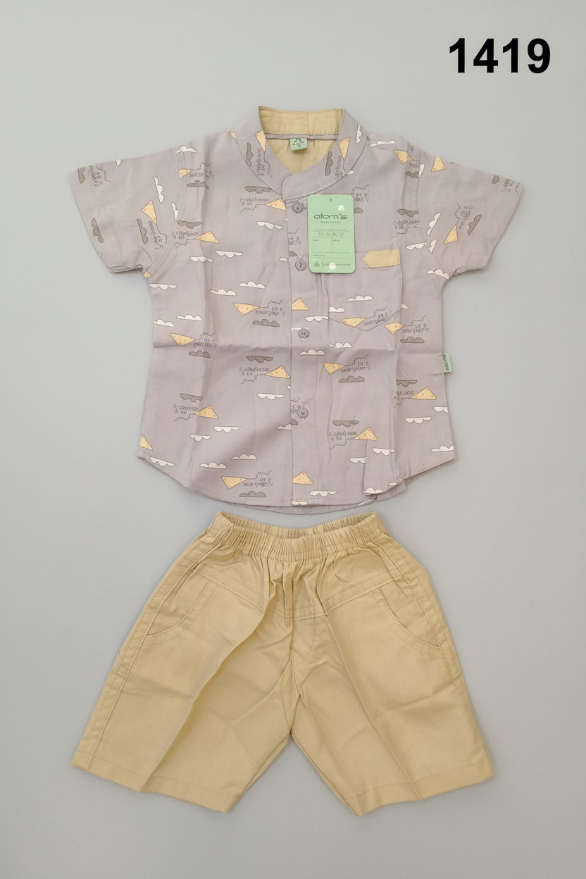 Boys Premium Printed Summer Shirt & Shorts Set 1419