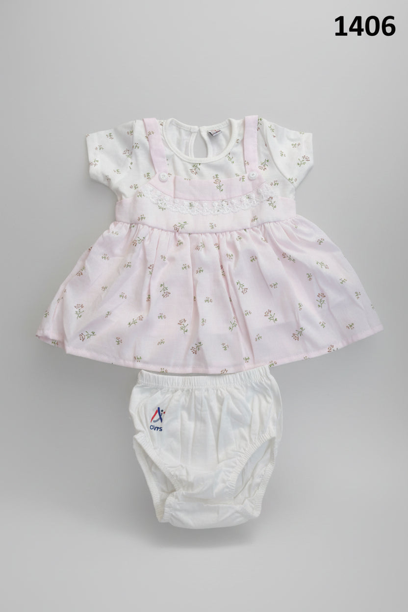 Premium Floral Baby Girl Dress Set with Bloomers 1406