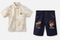 Boys Premium Leaf Print Summer Shirt & Black Trouser Set 441