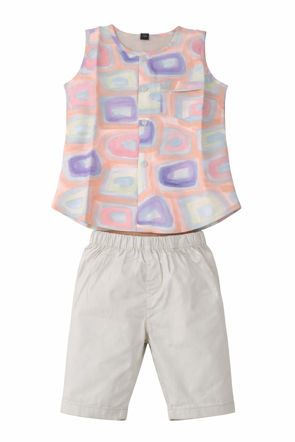 Baby Boys Pastel  Printed Sleeveless Shirt & Pant Set 270