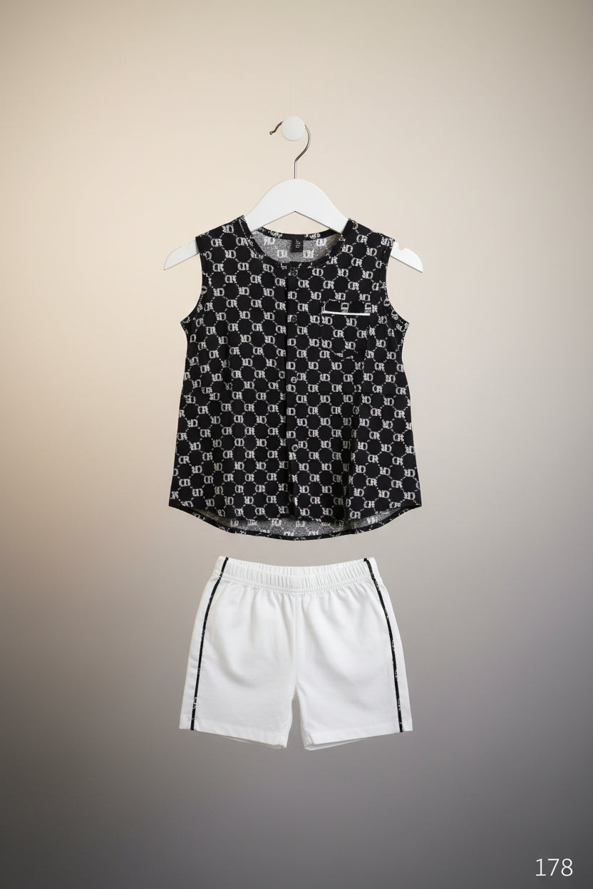 Girls Logo Print Sleeveless Top & Shorts Set 178